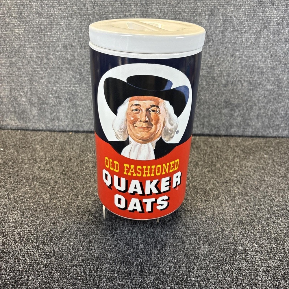 Vtg~Old‎ Fashioned Quaker Oats 1997 Ceramic Cookie Jar Large Canister 9.75" Tall